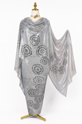 Hand Painted Glitter Toub - Elegant Grey and Black Floral