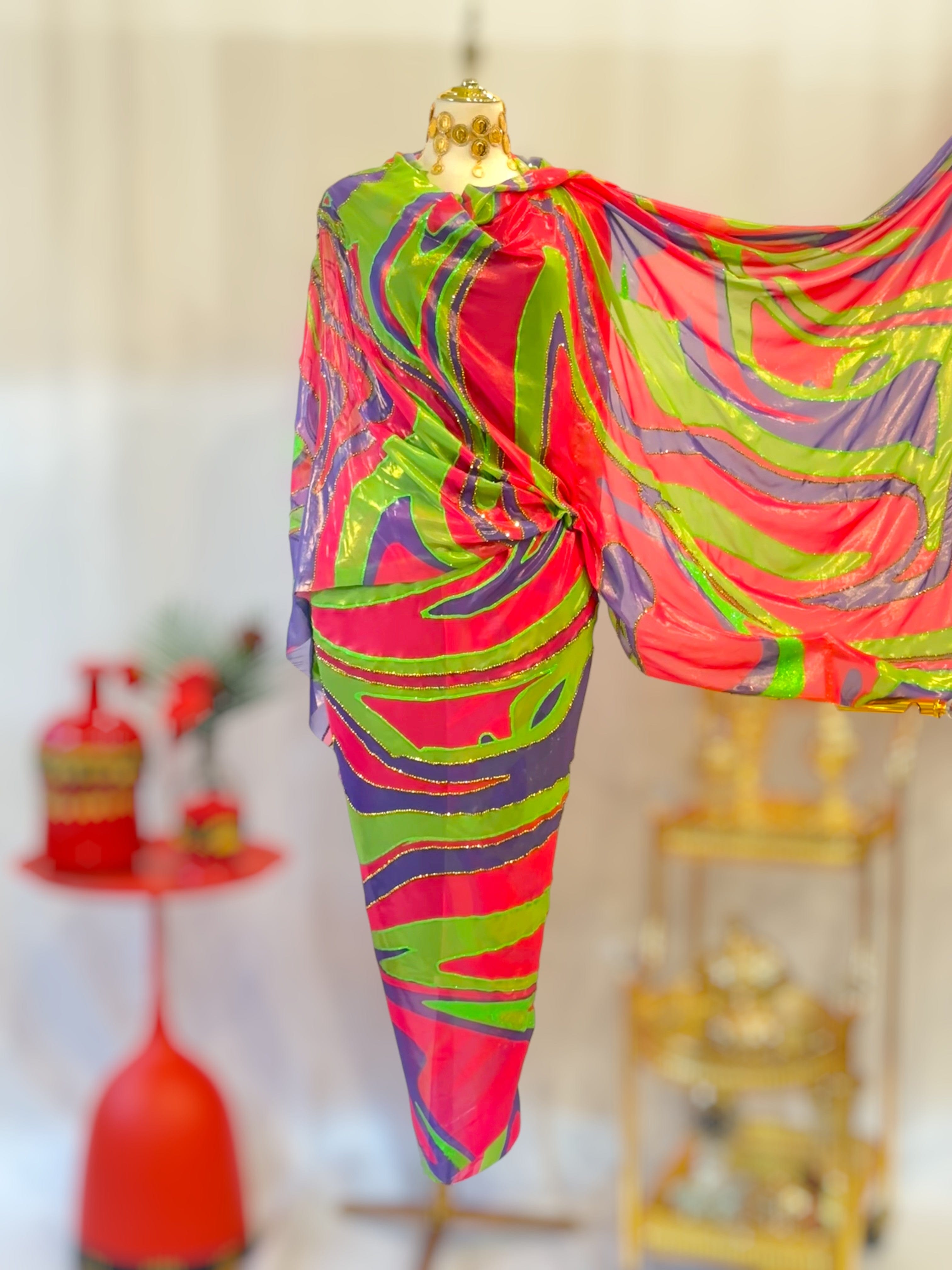 Hand Painted Glitter Toub - Hot Pink & Green
