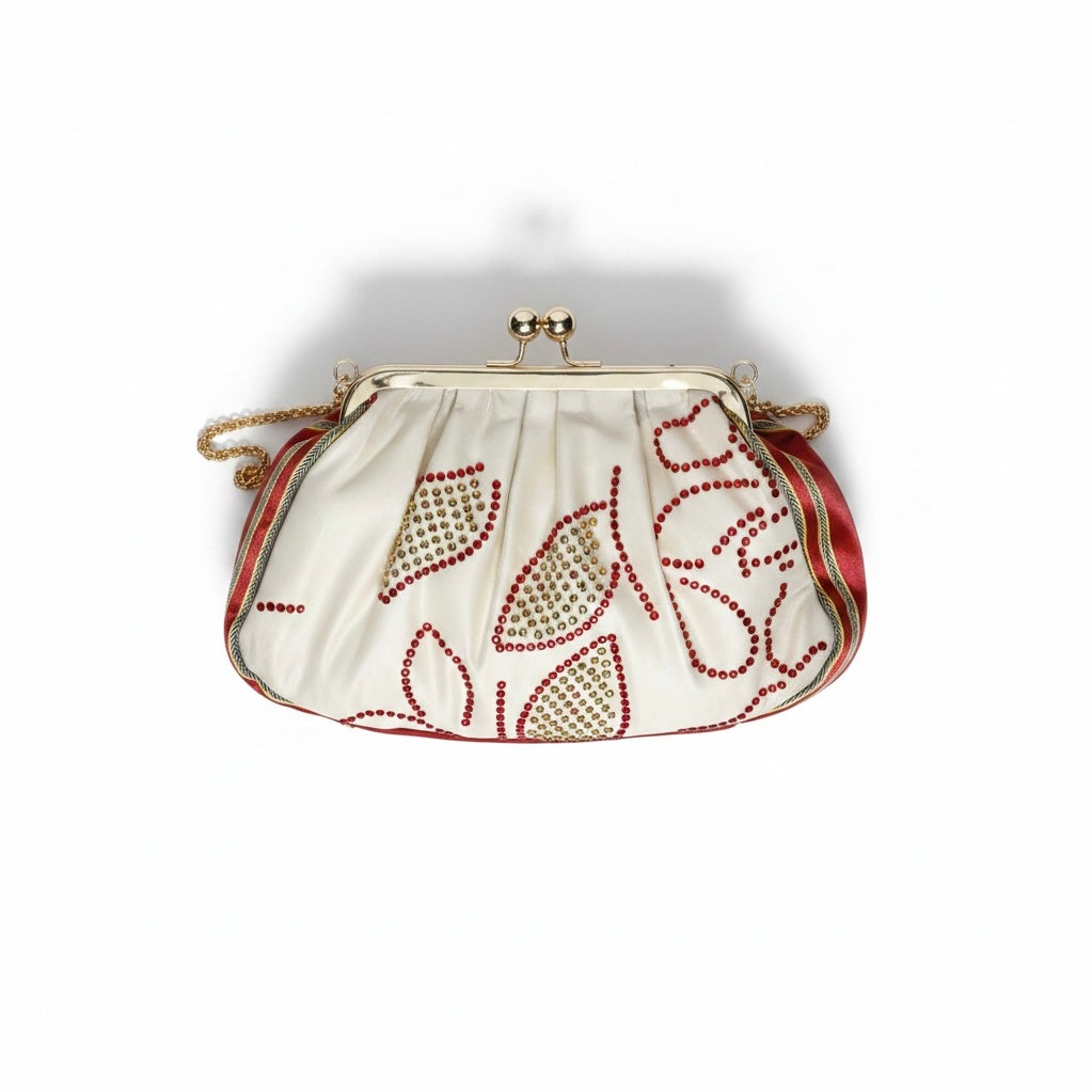 Farah Collection - Sorati Floral Rhinestone Gathered Pouch