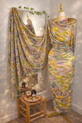 Silk Chiffon with Jacquard - Floral ZigZag Glitter