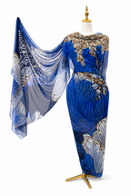 Voile Toub - Blue Oriental Flower