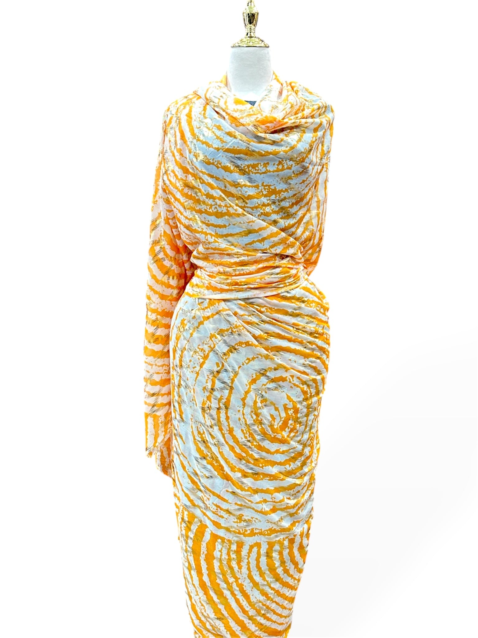 Voile Gold Foil Toub- Yellow Swirls