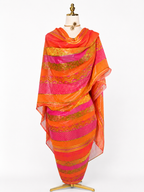 Hand Painted Glitter Toub - Orange and Pink Geometric