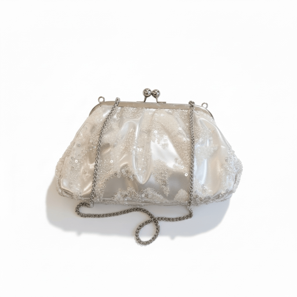 Zahra Collection - Sequin Silver Gather Clutch