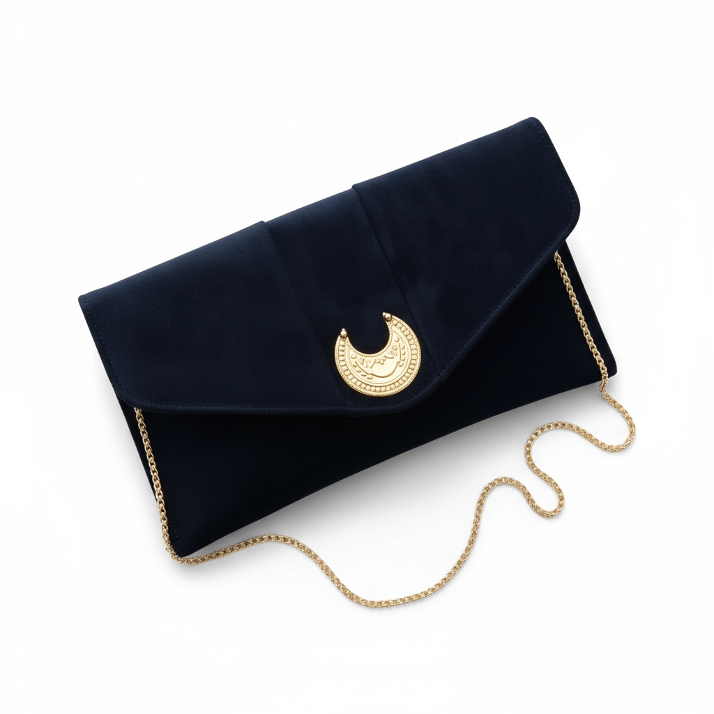 Farah Collection - Black Gamar Boba Envelope Clutch (Restocking Soon)