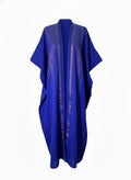Asiya Cotton Kimono Robe - Open Style (Blue with Rose Gold Detailing)