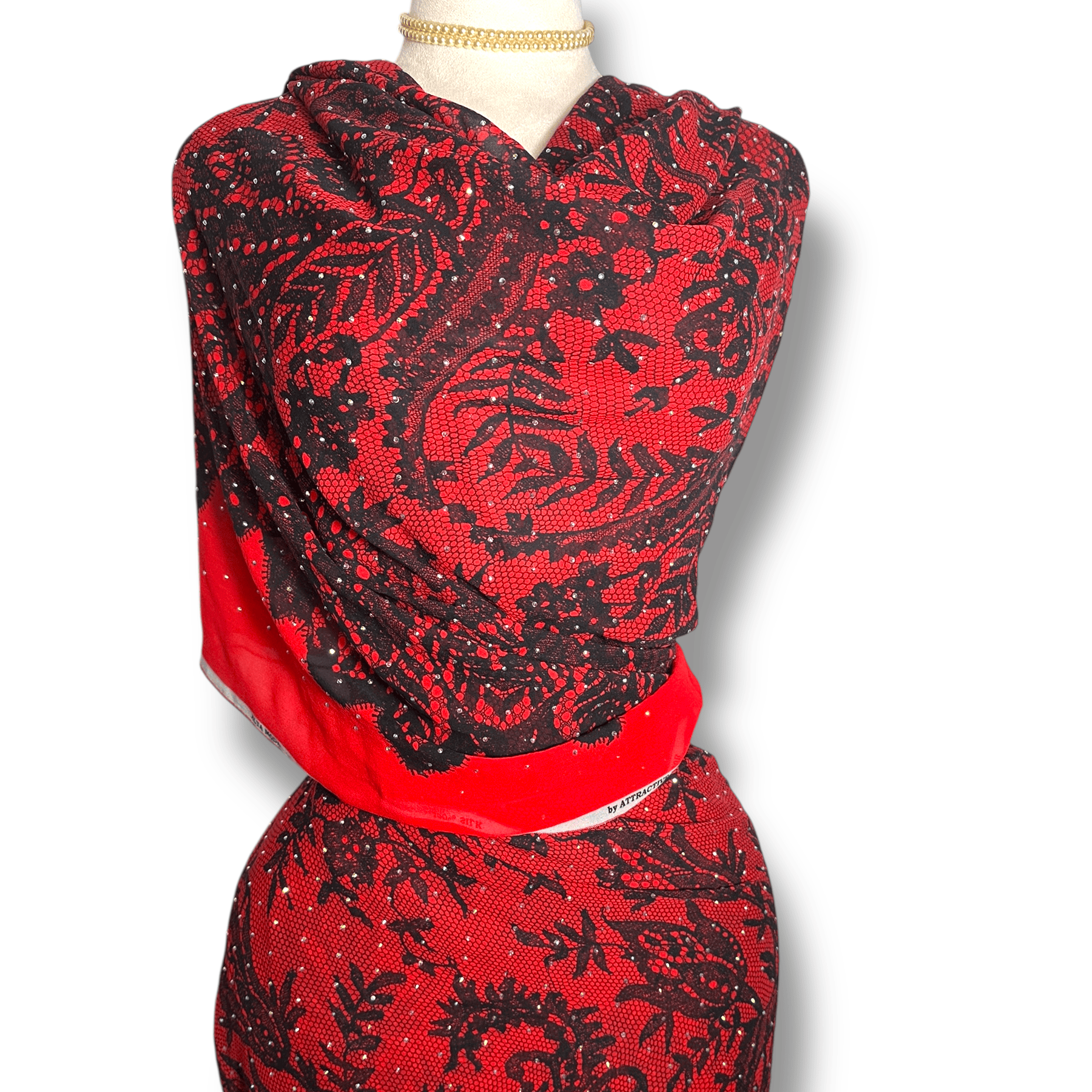 Crystal Pure Silk - Red and Black Lace