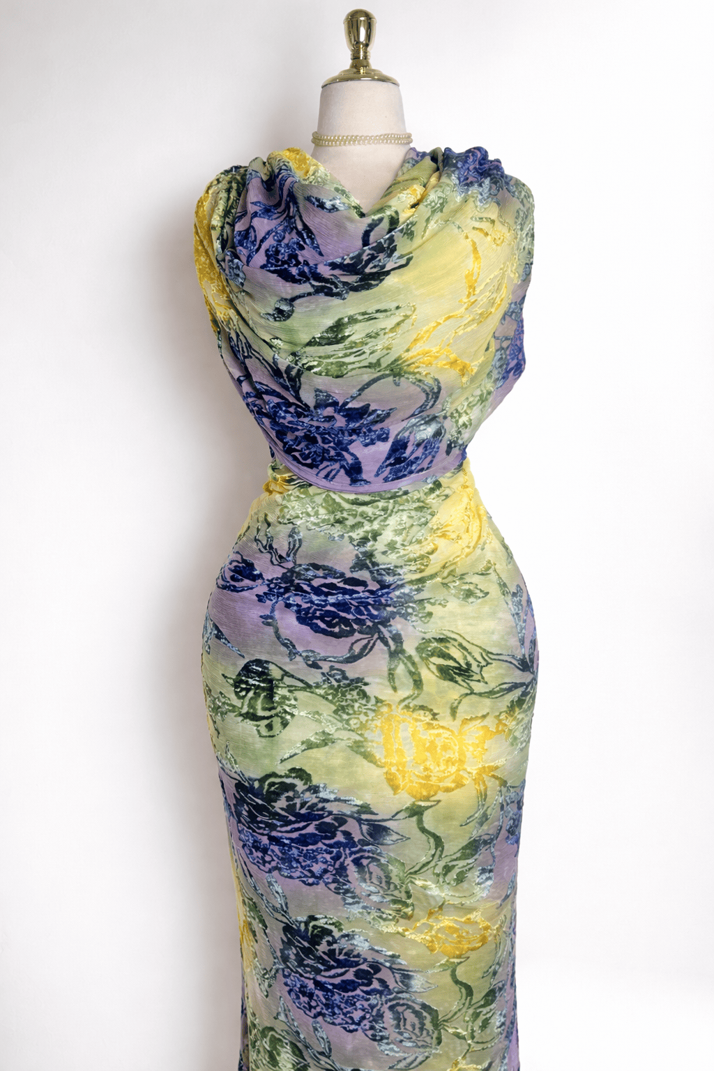Velvet Jacquard - Green Velvet Floral