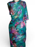 Lame Chiffon/Silk - Watercolor Aqua Blue