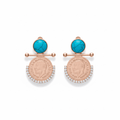 Traditional Earrings - Rose Gold Coin with Turquoise Bead