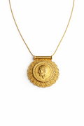 Traditional Necklace - Bar with Large Coin Floral Border