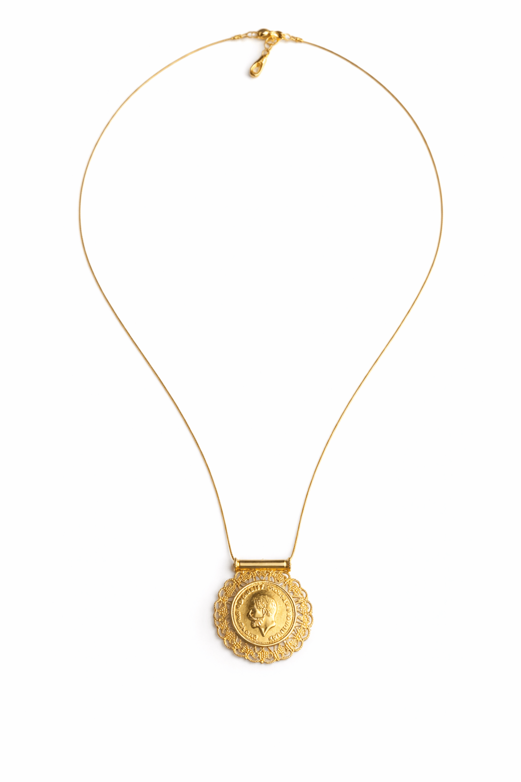 Traditional Necklace - Bar with Large Coin Floral Border