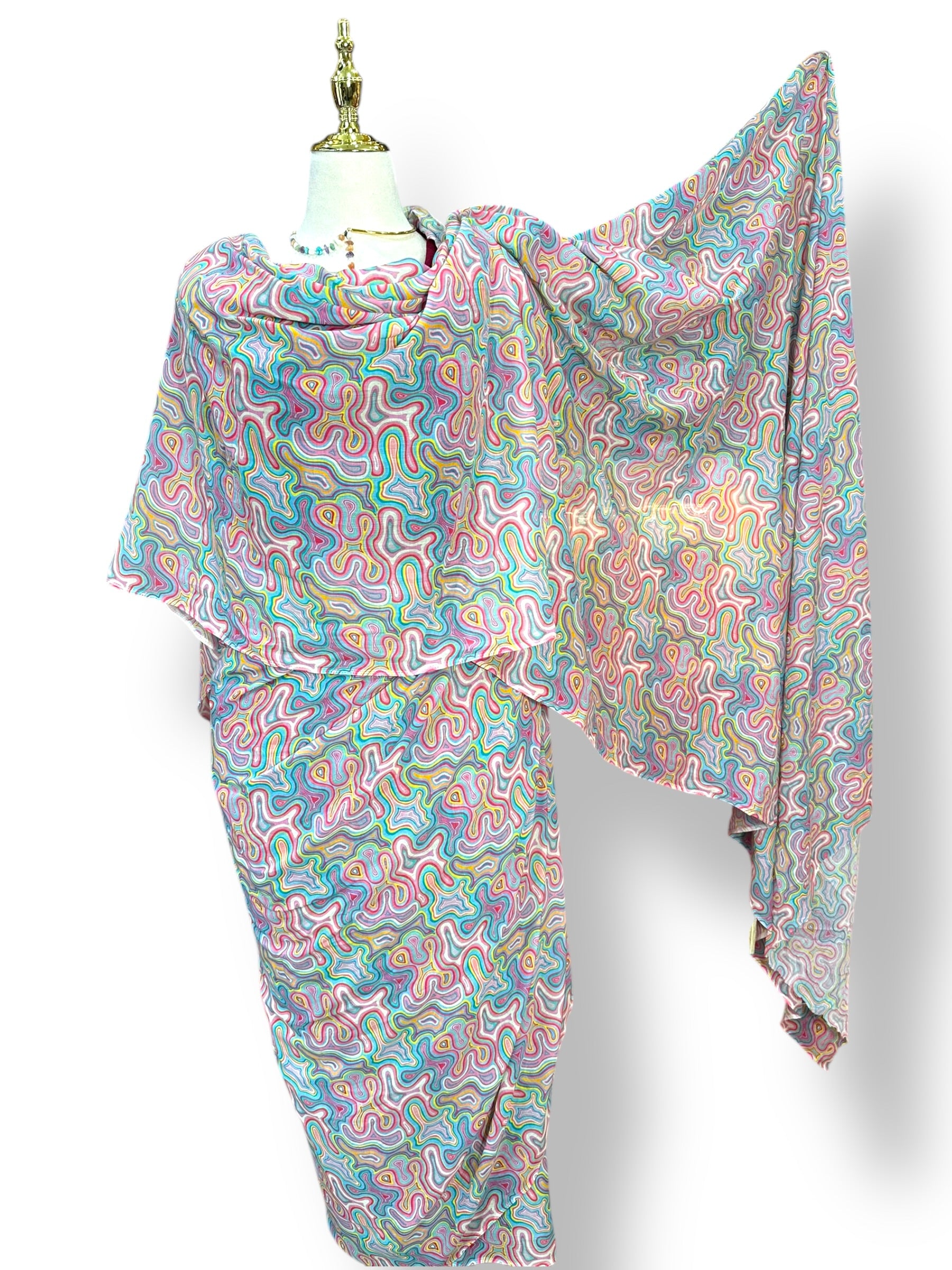 Cotton Blend Toub - Pastel Topography
