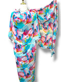 Cotton Blend Toub - Aqua Patch Work