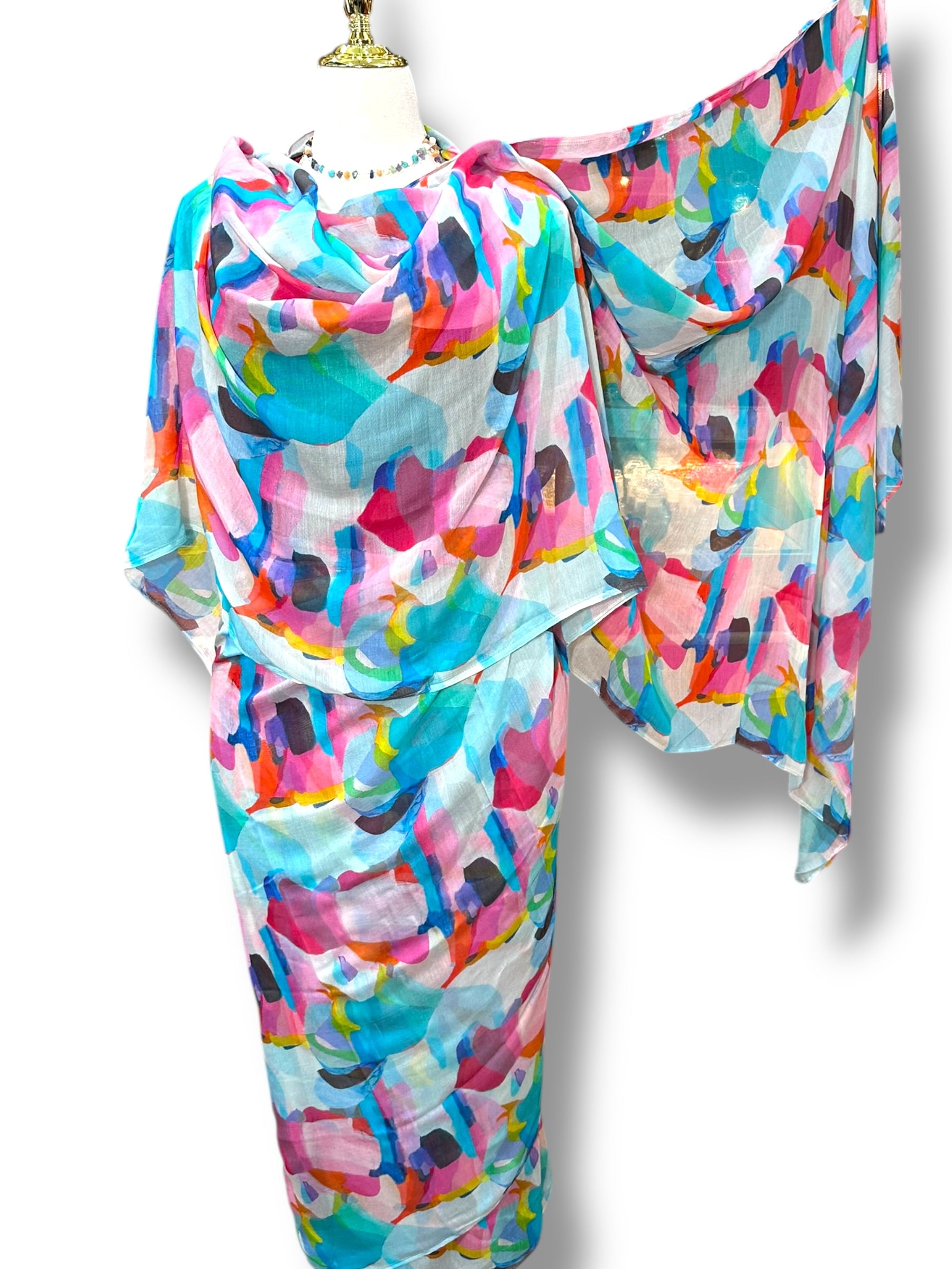 Cotton Blend Toub - Aqua Patch Work
