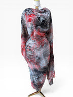 Silk Chiffon Jacquard - Grey/Red with Paisley