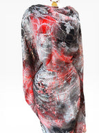 Silk Chiffon Jacquard - Grey/Red with Paisley