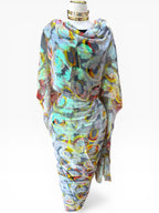 SIlk Chiffon with Jacquard - Fluorescent Floral (Grey with Yellow)