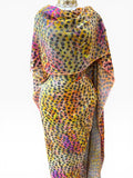 Silk Chiffon Jacquard - Feathered Animal Print (Orange/Pink)