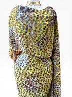 Silk Chiffon with Jacquard - Feathered Animal Print (Yellow)