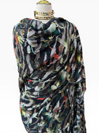 Silk Chiffon with Jacquard - Black Floral Zebra