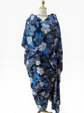 Silk Chiffon with Jacquard - Black and Navy Floral