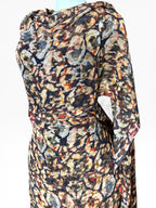 Silk Chiffon with Jacquard  - Soft Blossoms (Black/Amber)