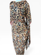 Silk Chiffon with Jacquard  - Soft Blossoms (Black/Amber)