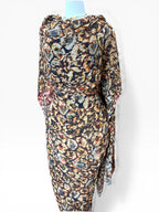 Silk Chiffon with Jacquard  - Soft Blossoms (Black/Amber)
