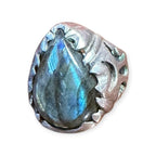 Mens Silver Ring - Labrodorite (Size V 1/2)