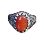 Mens Silver Ring - Carnelian (Size Z+1)