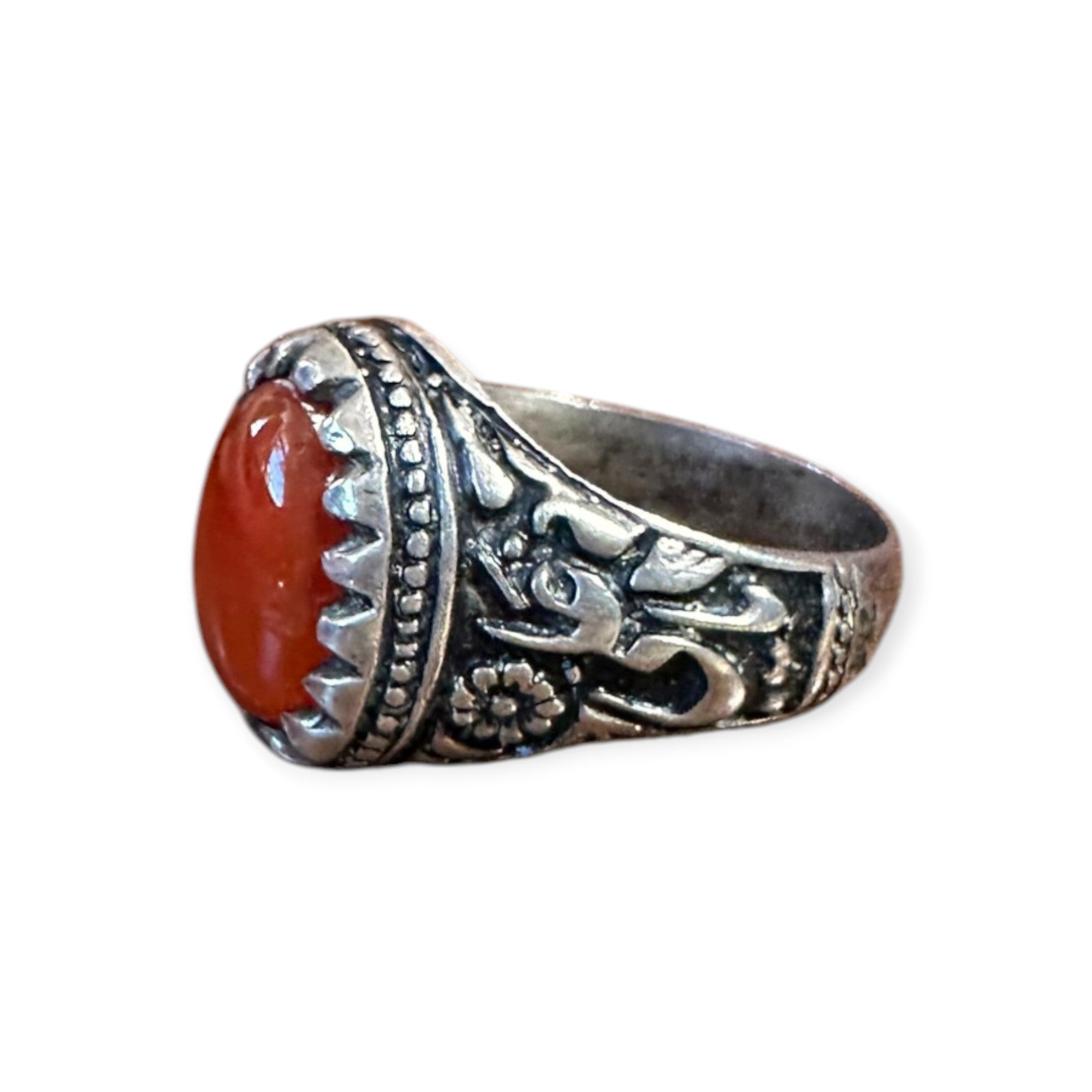 Mens Silver Ring - Carnelian (Size Z+1)