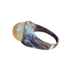 Mens Silver Ring - Yellow Agate (Size X)