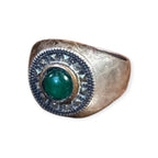 Mens Silver Ring - Green Onyx (Size U)