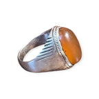 Mens Silver Ring - Carnelian (Size S 1/2)
