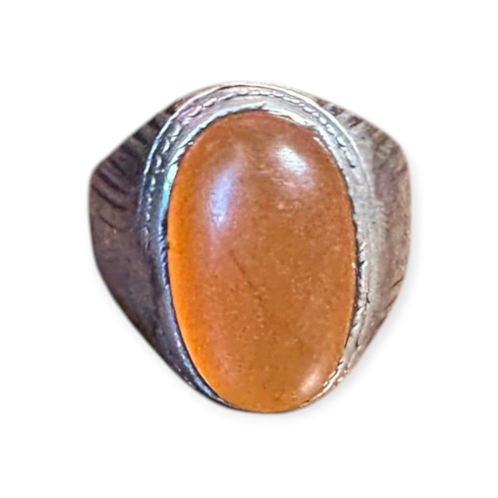 Mens Silver Ring - Carnelian (Size S 1/2)