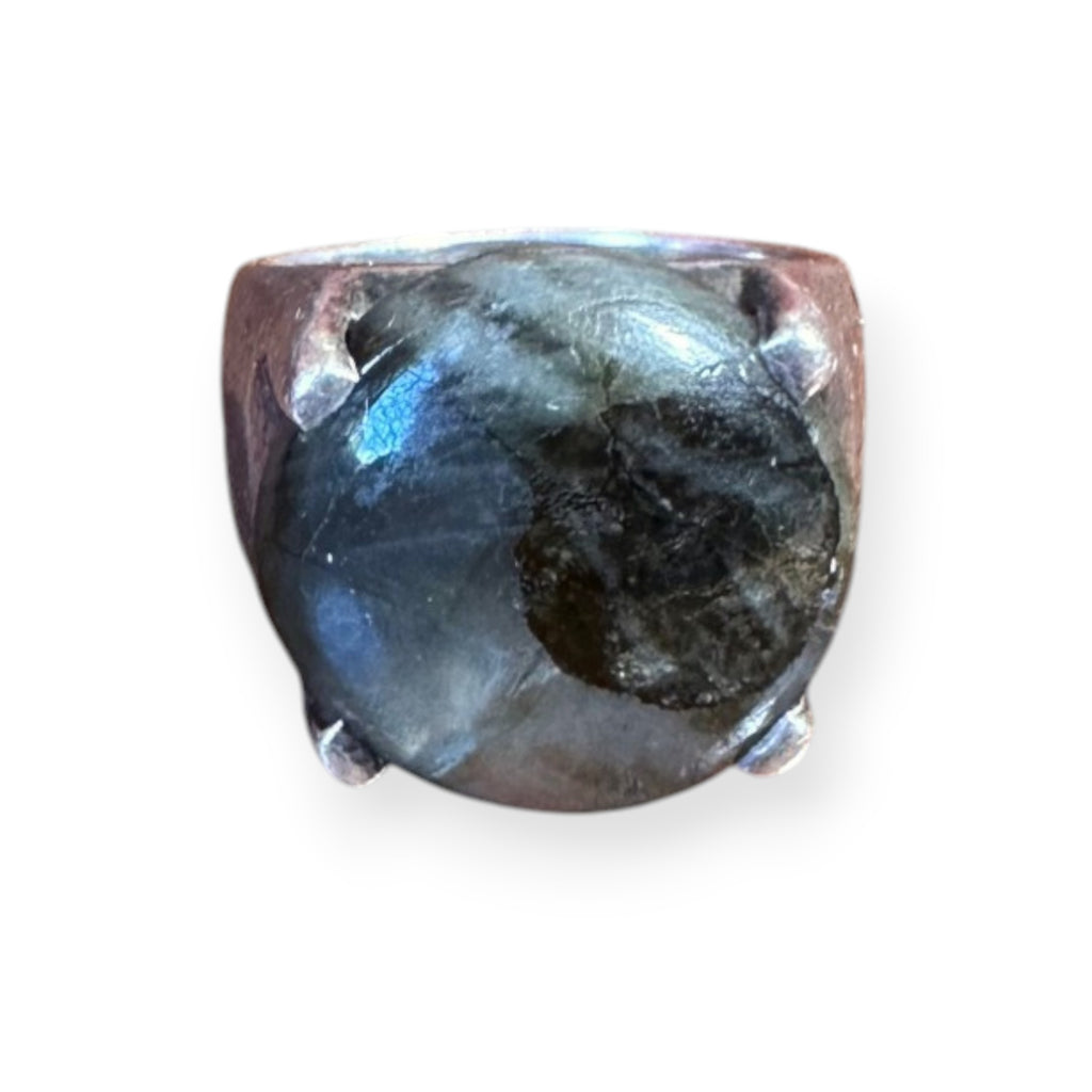 Mens Silver Ring - Labrodorite (Size R)