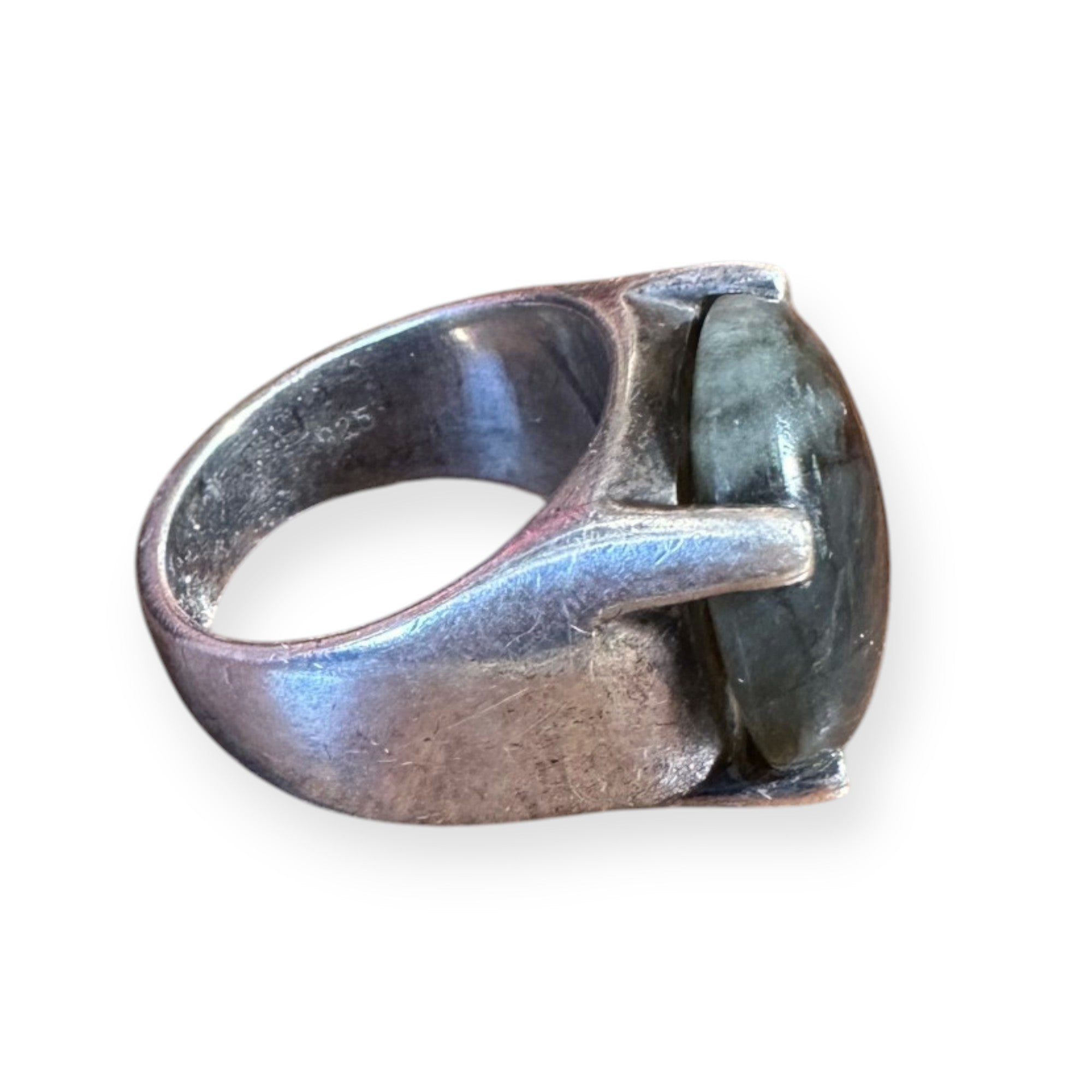 Mens Silver Ring - Labrodorite (Size R)