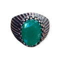 Mens Silver Ring - Green Onyx (Size W)