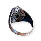Mens Silver Ring - Green Onyx (Size W)