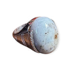 Mens Silver Ring - White Agate (Size Q)