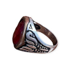 Mens Silver Ring - Natural Garnet (Size T 1/2)