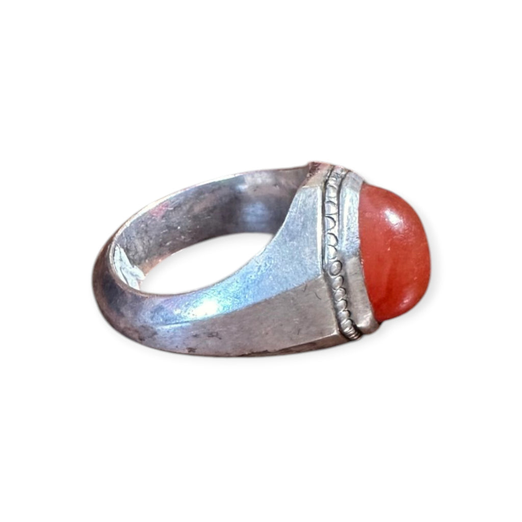 Mens Silver Ring - Carnelian (Size T 1/2)