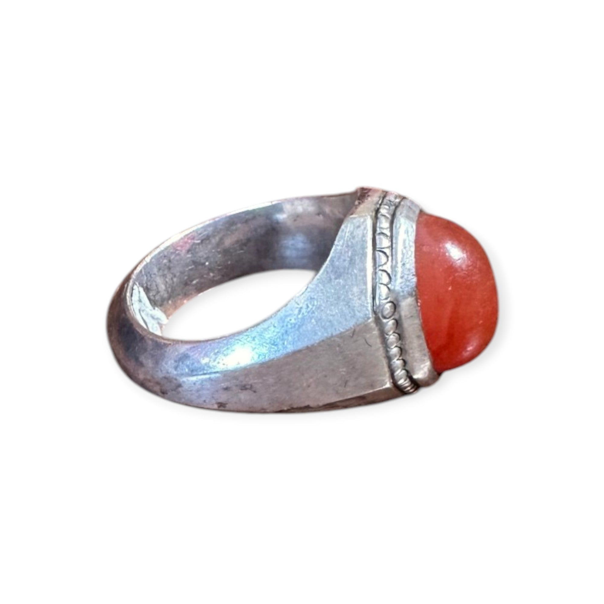 Mens Silver Ring - Carnelian (Size T 1/2)