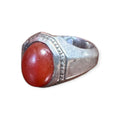 Mens Silver Ring - Carnelian (Size T 1/2)