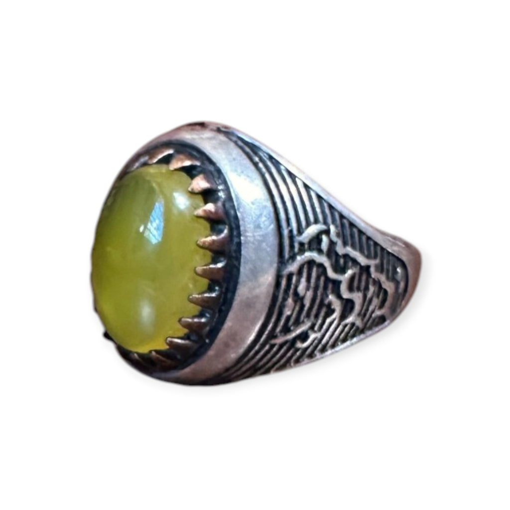 Mens Silver Ring - Cat's Eye Apatite (Size Y)