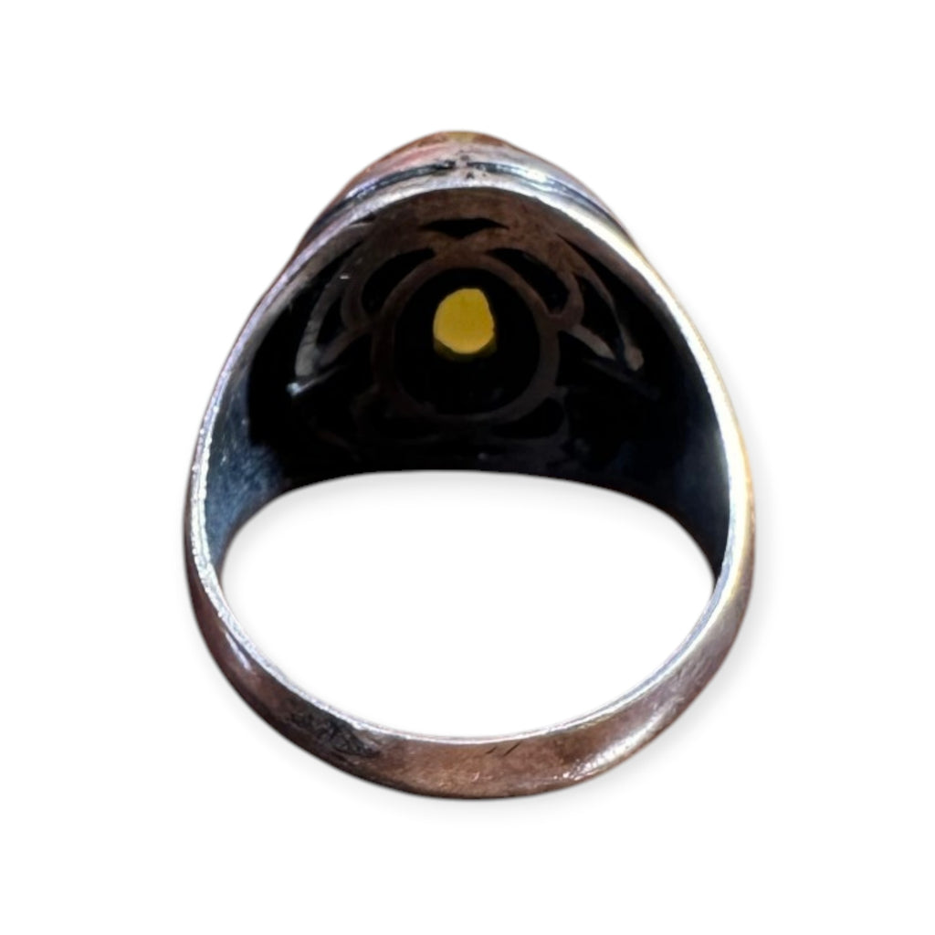 Mens Silver Ring - Cat's Eye Apatite (Size Y)