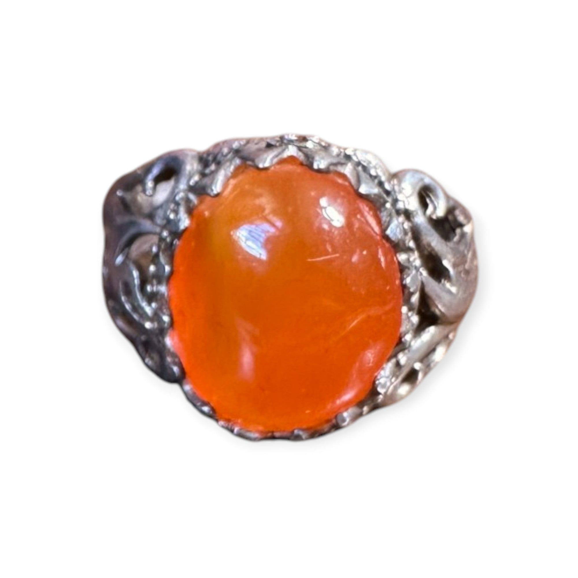 Mens Silver Ring - Carnelian (Size W)