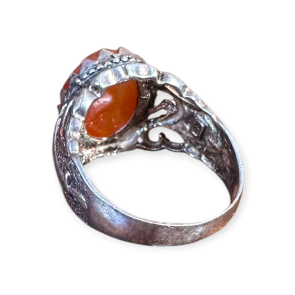 Mens Silver Ring - Carnelian (Size W)