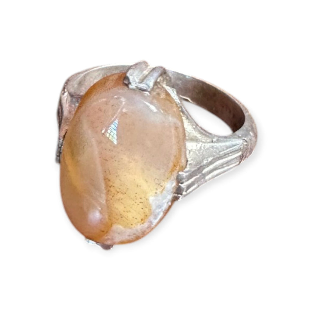 Mens Silver Ring - Honey Agate (Size T 1/2)